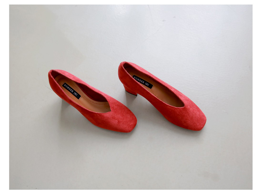 Square-heeled gloves Suede pumps 6cm Shoes Luxurio