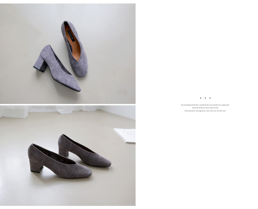 Square-heeled gloves Suede pumps 6cm Shoes Luxurio