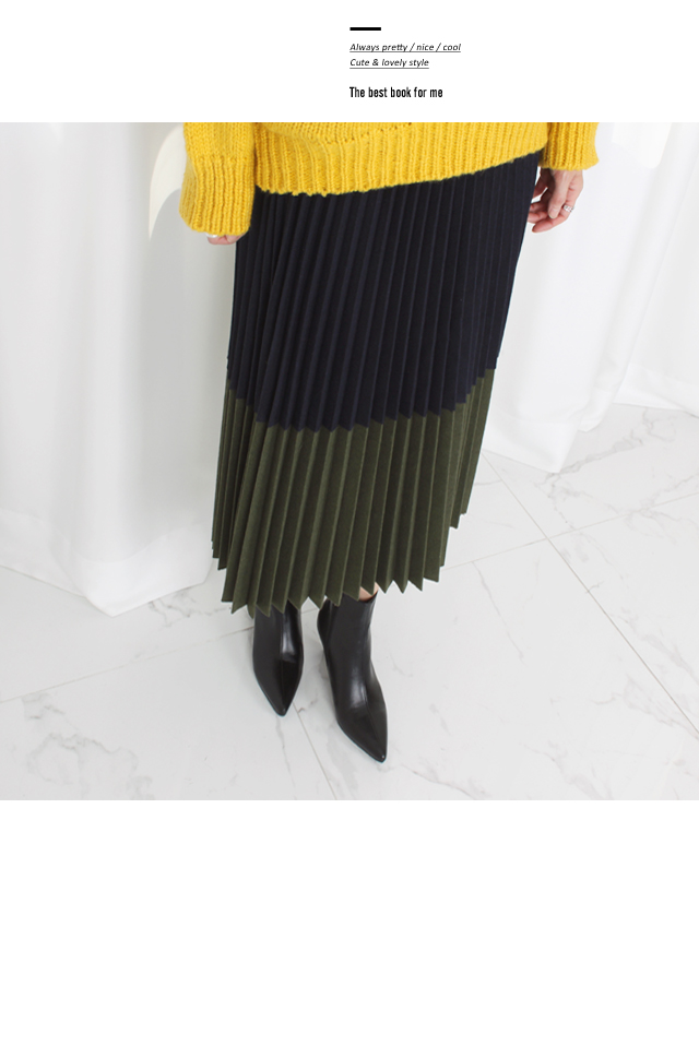 Woolen pleated pleats Bending Long skirt Winter fl
