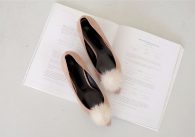 Mink fur suede pumps midsole 5cm 3color women 20s 