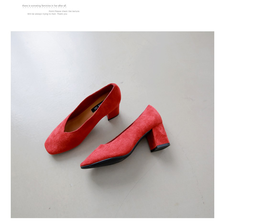 Square-heeled gloves Suede pumps 6cm Shoes Luxurio