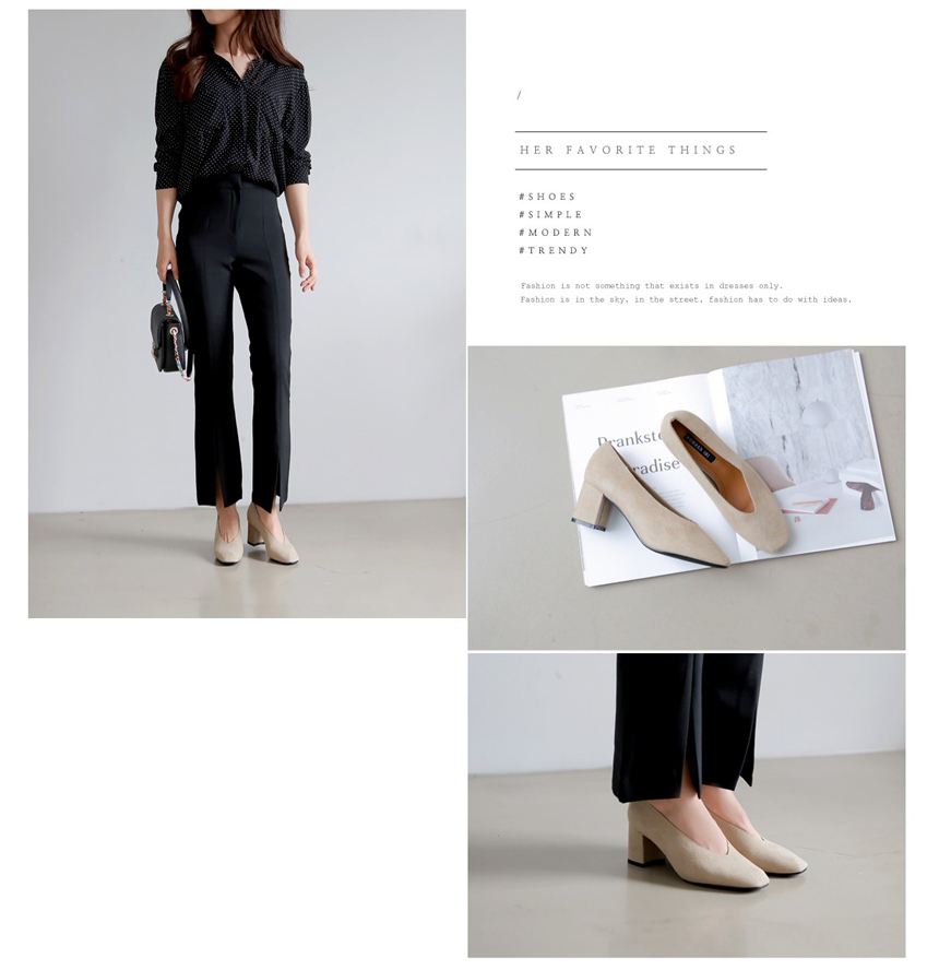 Square-heeled gloves Suede pumps 6cm Shoes Luxurio