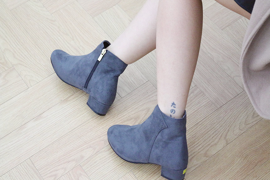 Bean shoe suede angle boots color 2.5 cm sweet and