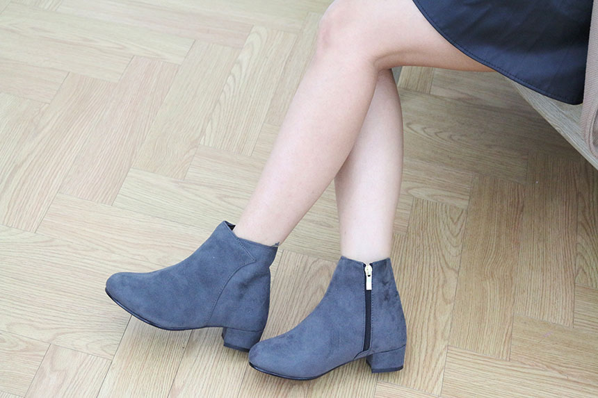 Bean shoe suede angle boots color 2.5 cm sweet and