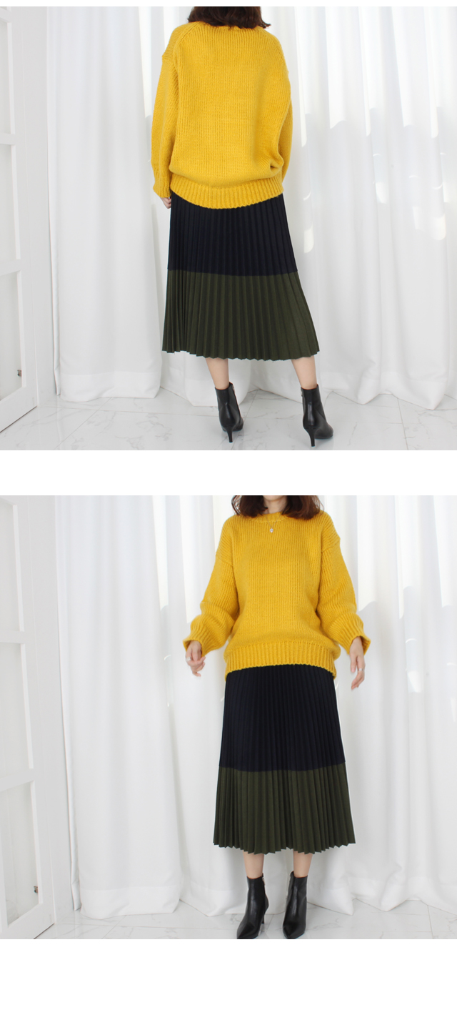Woolen pleated pleats Bending Long skirt Winter fl