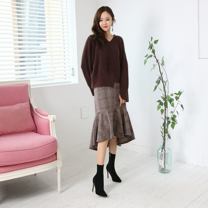 Checked Mermaid Unavailable Fall Winter Woolen Loo