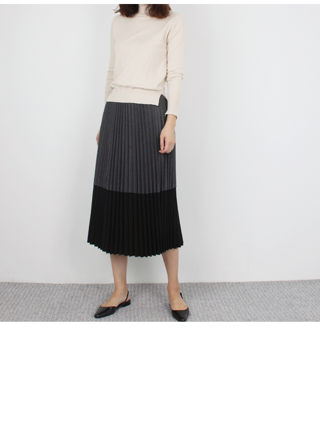 Woolen pleated pleats Bending Long skirt Winter fl