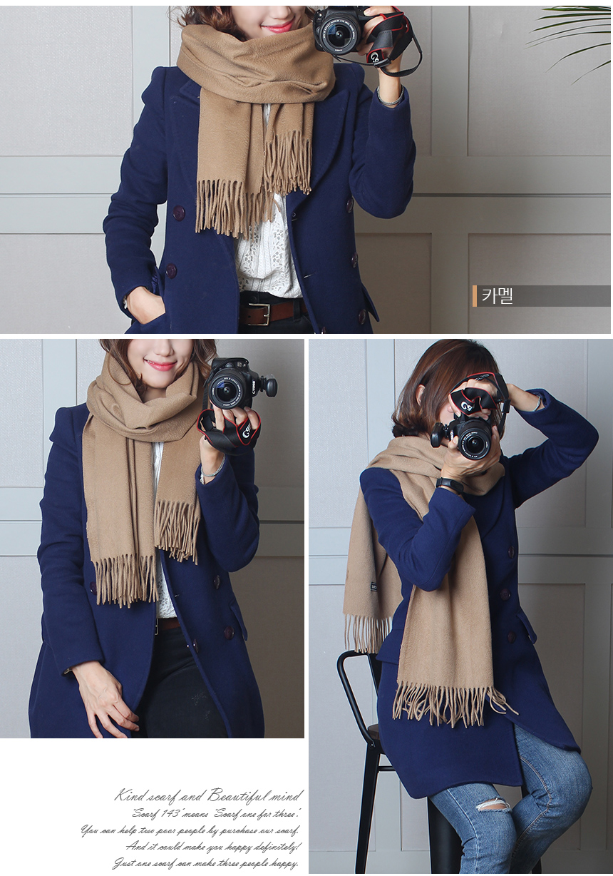 Plain cashmere wide muffler shawl luxury gift 30 l