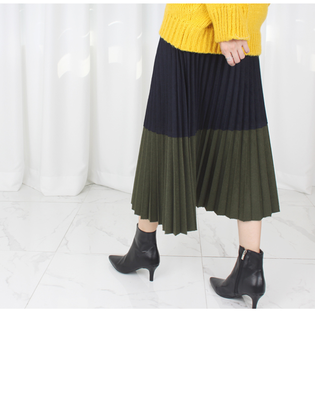 Woolen pleated pleats Bending Long skirt Winter fl