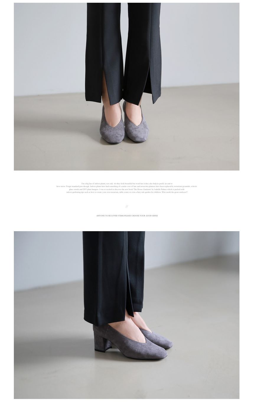 Square-heeled gloves Suede pumps 6cm Shoes Luxurio