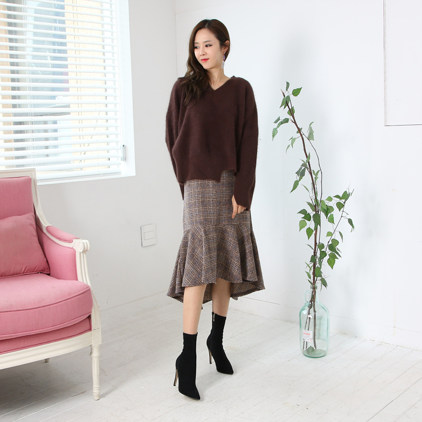 Checked Mermaid Unavailable Fall Winter Woolen Loo