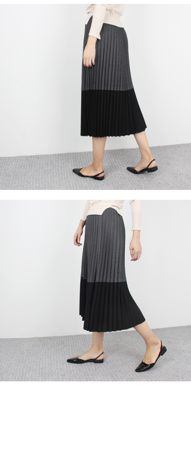 Woolen pleated pleats Bending Long skirt Winter fl
