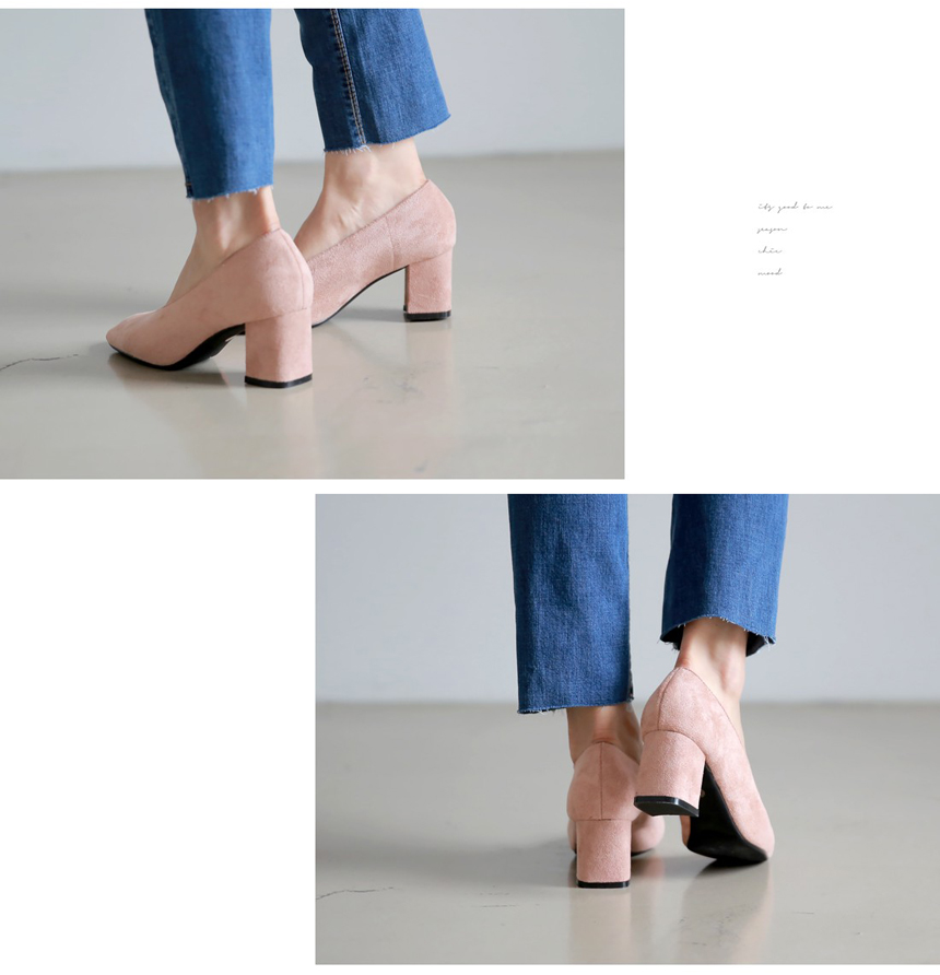 Square-heeled gloves Suede pumps 6cm Shoes Luxurio