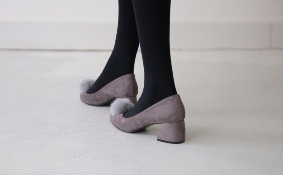 Mink fur suede pumps midsole 5cm 3color women 20s 