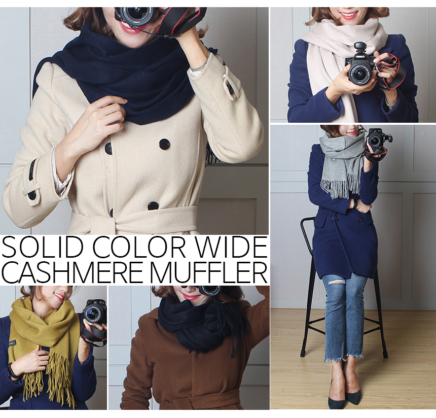 Plain cashmere wide muffler shawl luxury gift 30 l