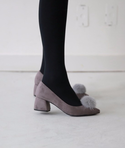 Mink fur suede pumps midsole 5cm 3color women 20s 