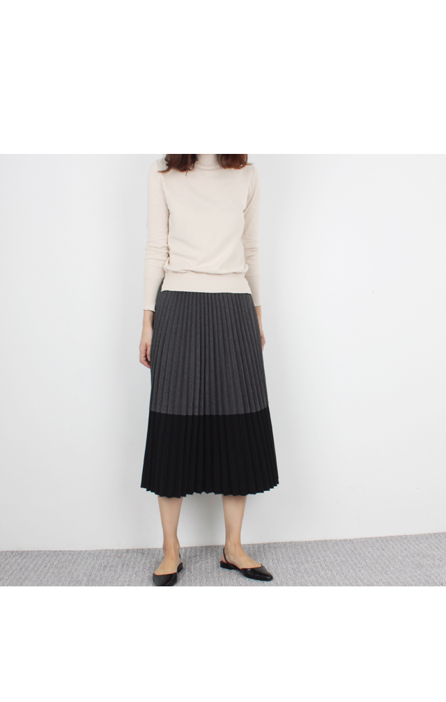 Woolen pleated pleats Bending Long skirt Winter fl