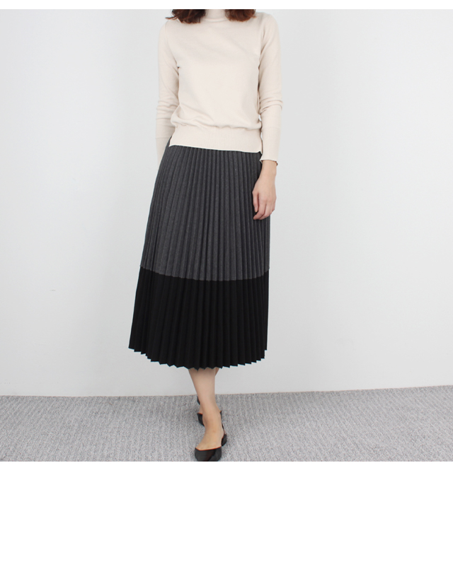 Woolen pleated pleats Bending Long skirt Winter fl