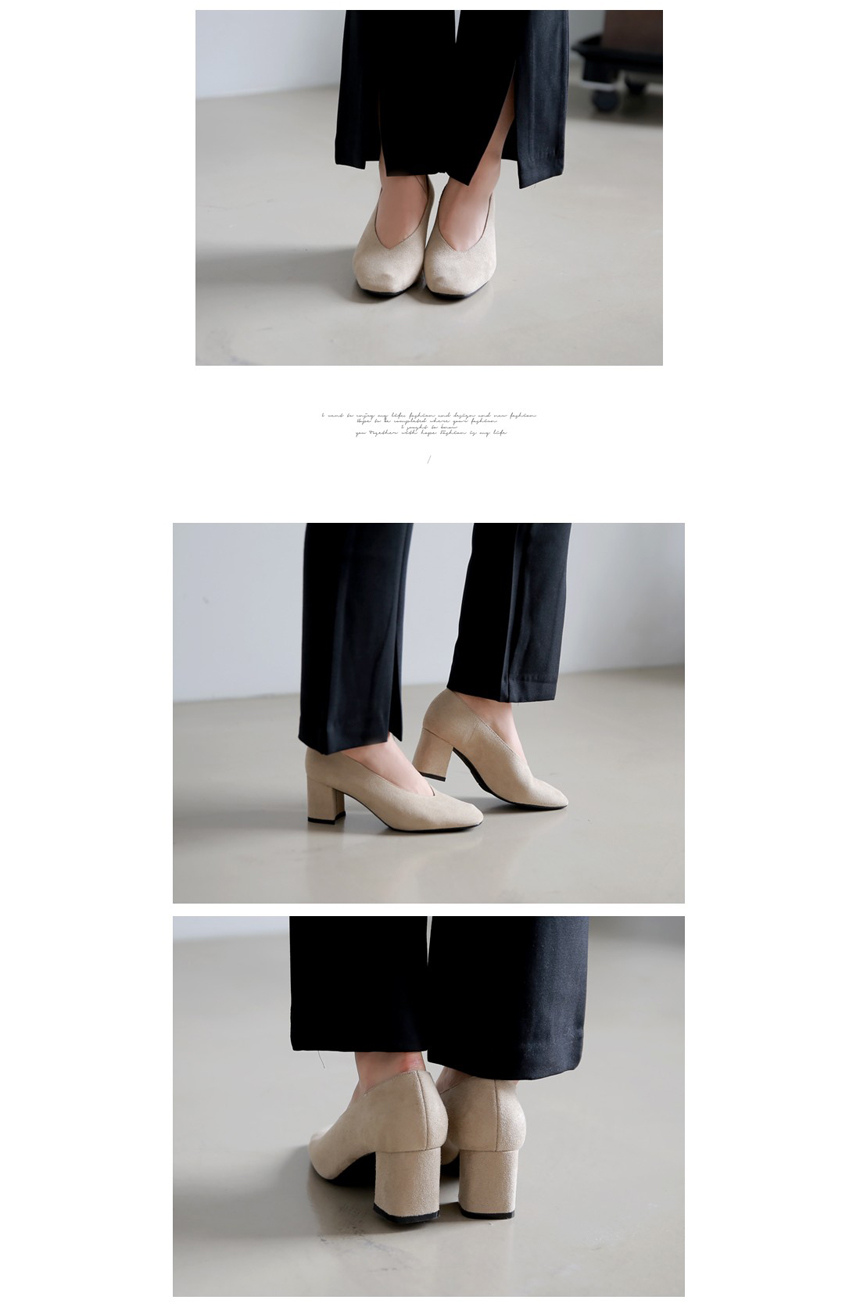 Square-heeled gloves Suede pumps 6cm Shoes Luxurio