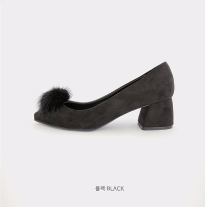 Mink fur suede pumps midsole 5cm 3color women 20s 