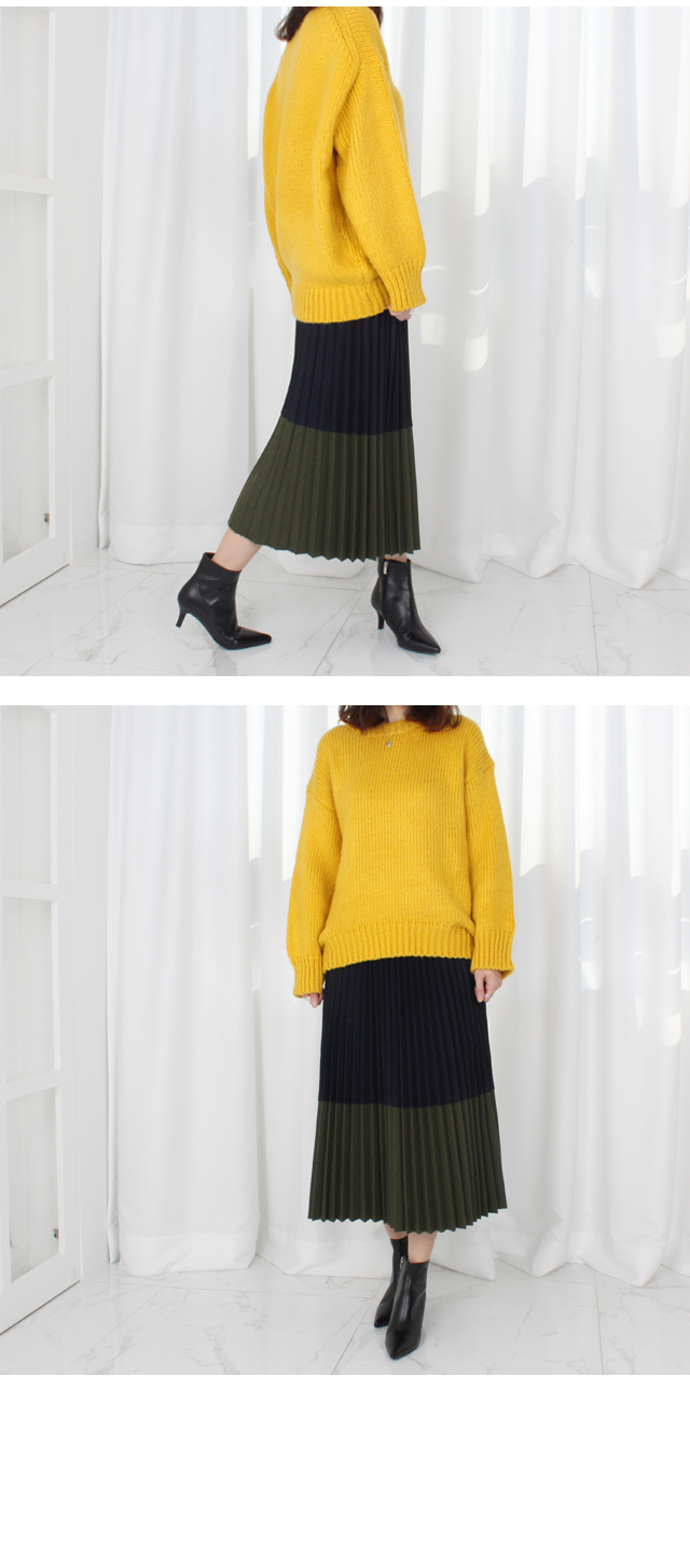 Woolen pleated pleats Bending Long skirt Winter fl
