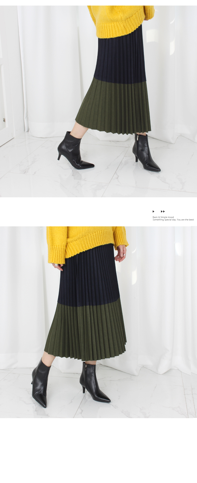 Woolen pleated pleats Bending Long skirt Winter fl