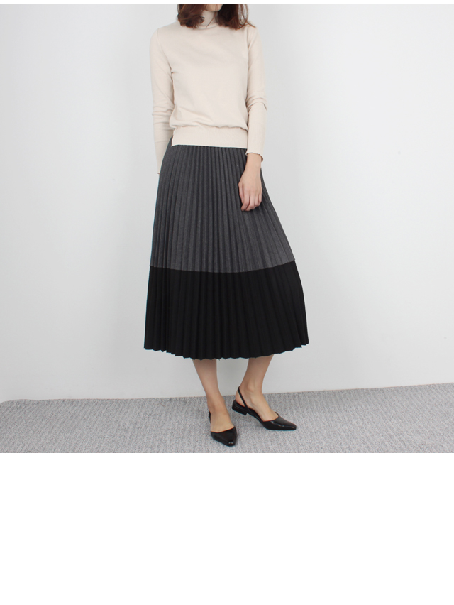 Woolen pleated pleats Bending Long skirt Winter fl