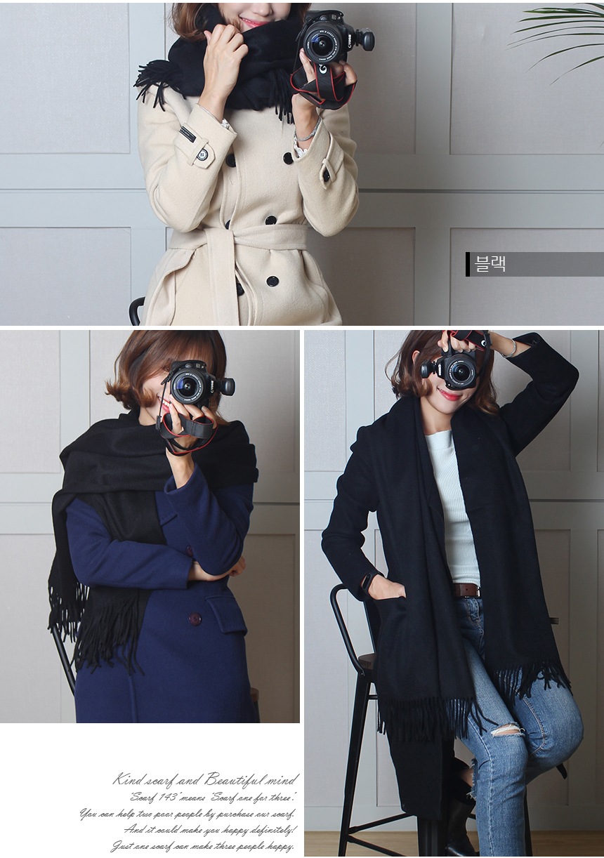 Plain cashmere wide muffler shawl luxury gift 30 l