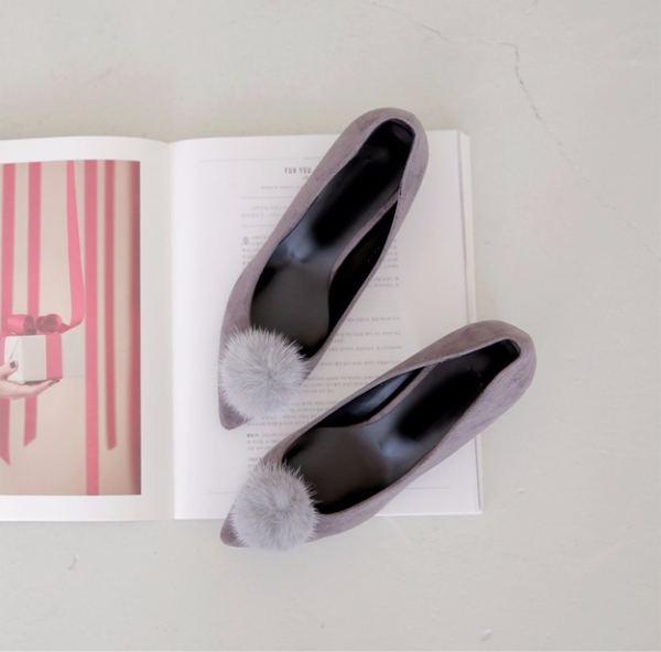 Mink fur suede pumps midsole 5cm 3color women 20s 