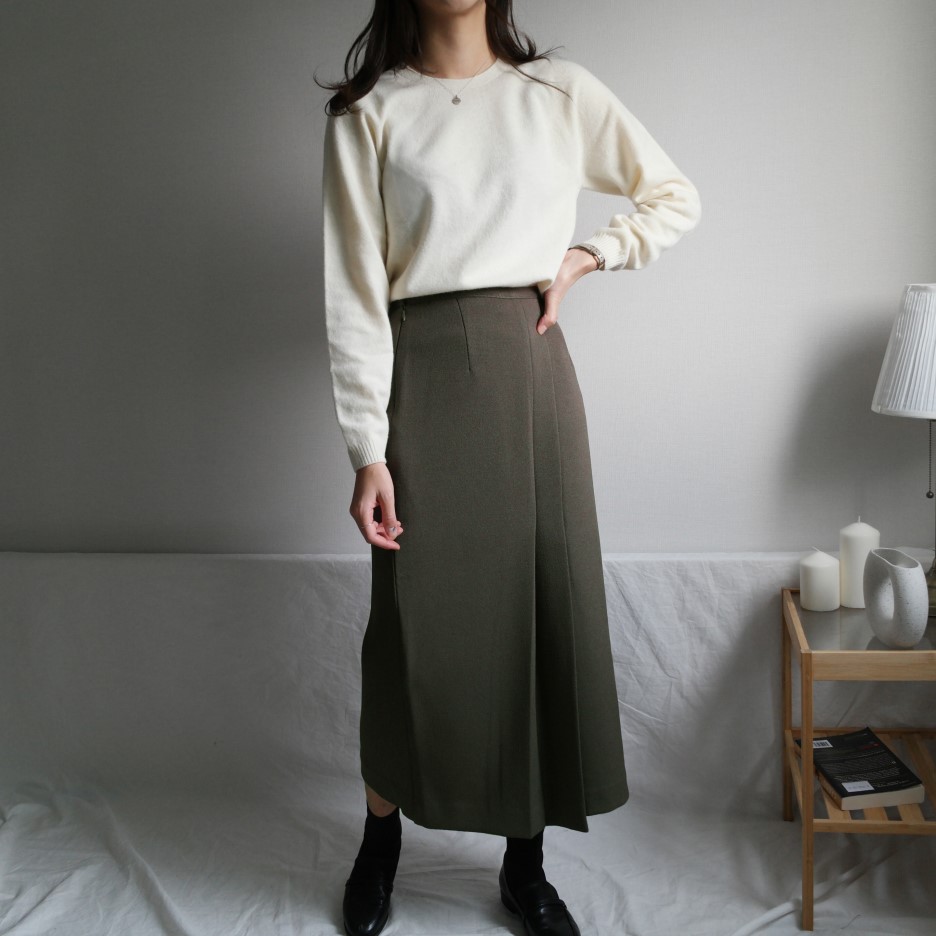 Minnipul Winter Silk Long Skirt Khaki, Black, Whit
