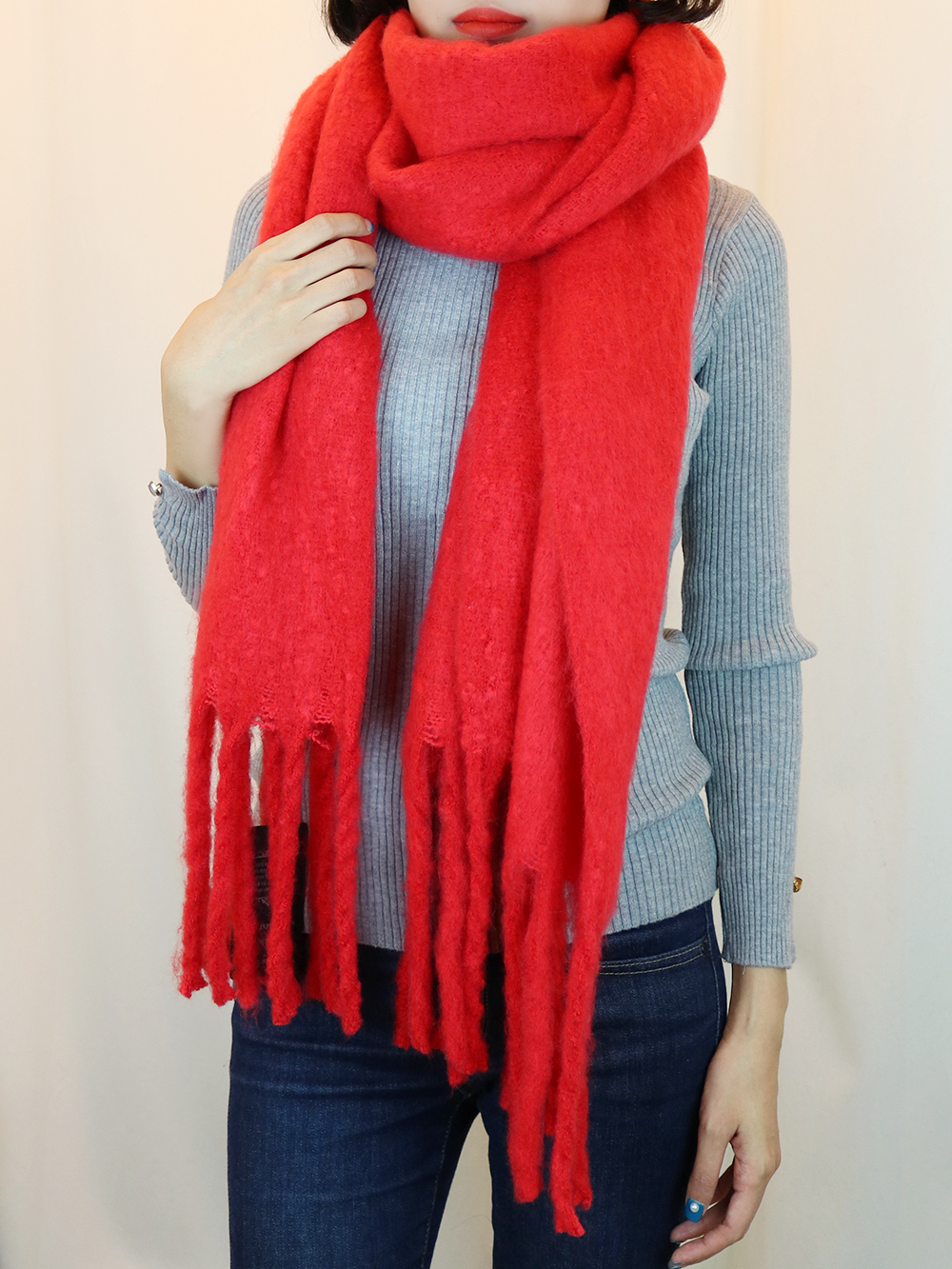 Mouton Vivid Cashmere Shawl Muffler 3colors Luxuri