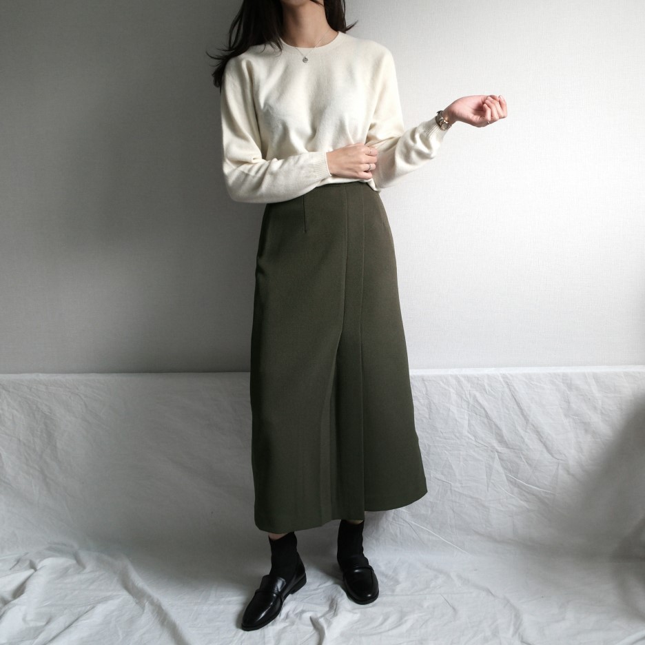 Minnipul Winter Silk Long Skirt Khaki, Black, Whit