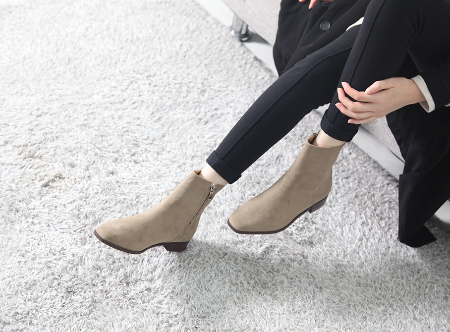 Basic Ankle Boots 3cm Black Brown Suede Khaki 3cm 