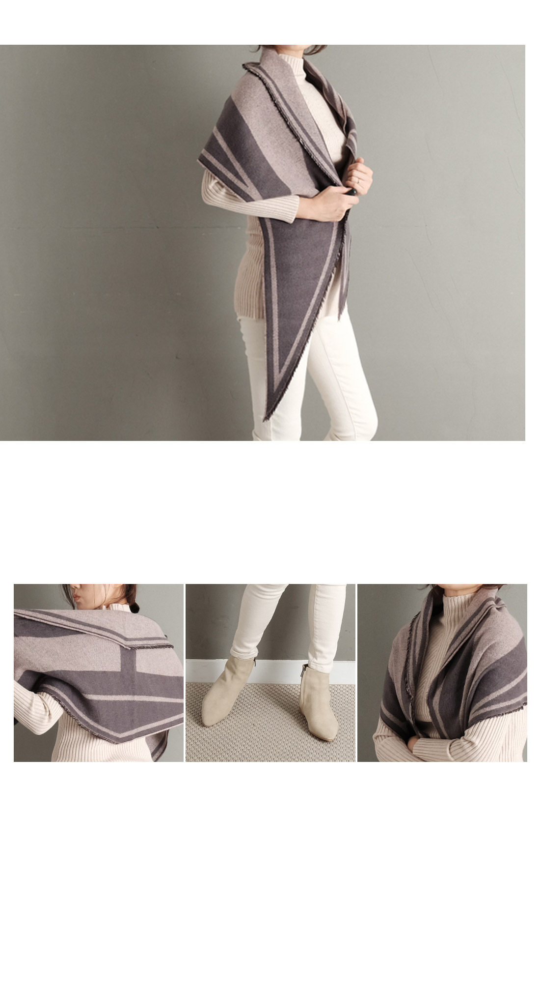 H logo two-sided triangular shoulder shawl autumn 