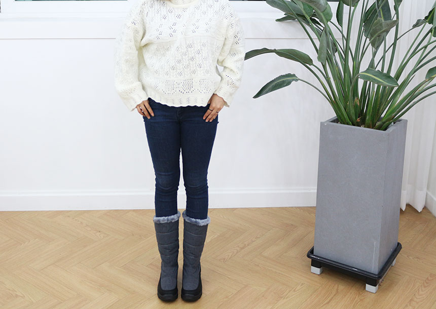 Bean shoes lining Padded boots 2 color 4 cm Clean 