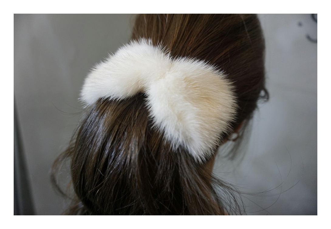 Hair Accessories Real Mink Ribbon Hairpin Accessor