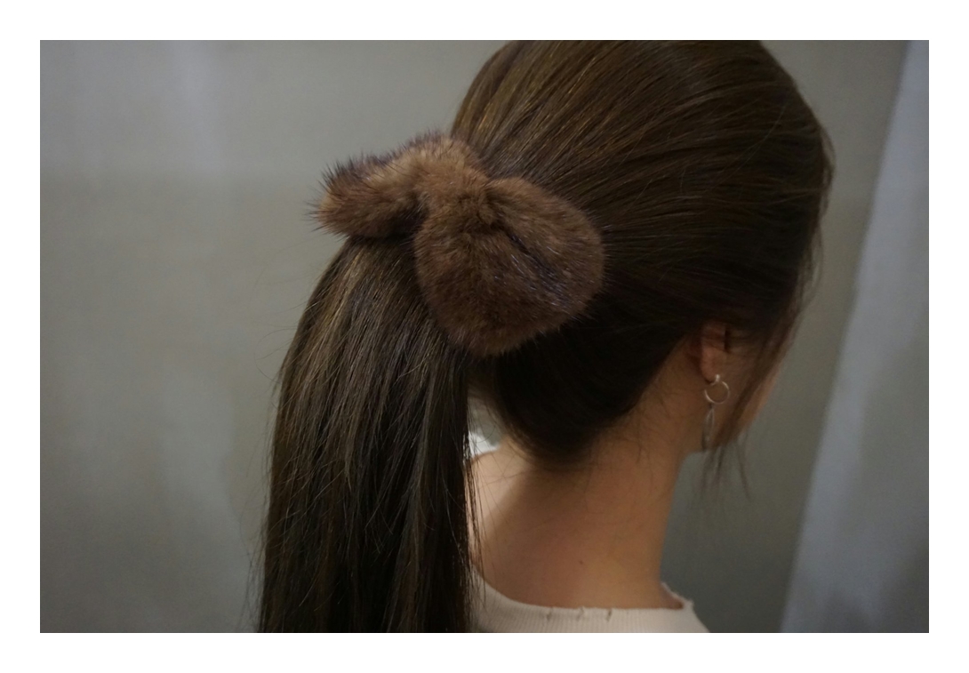 Hair Accessories Real Mink Ribbon Hairpin Accessor