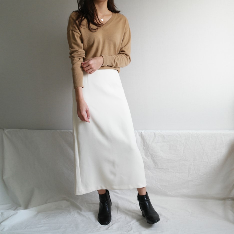 Minnipul Winter Silk Long Skirt Khaki, Black, Whit