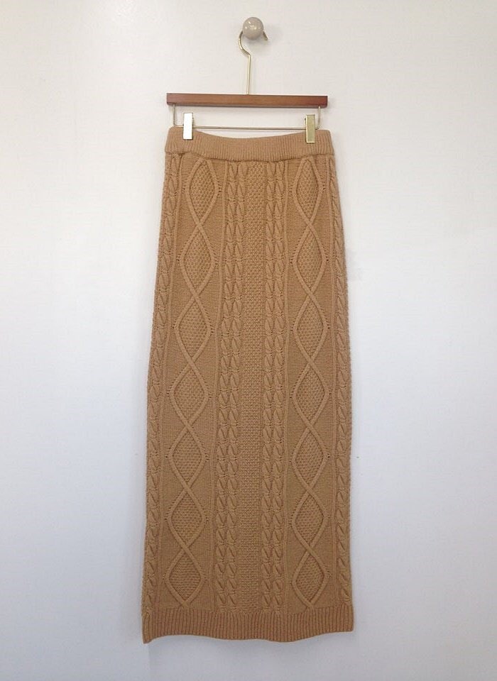 Winter twill skirt 4color banding h line long coor