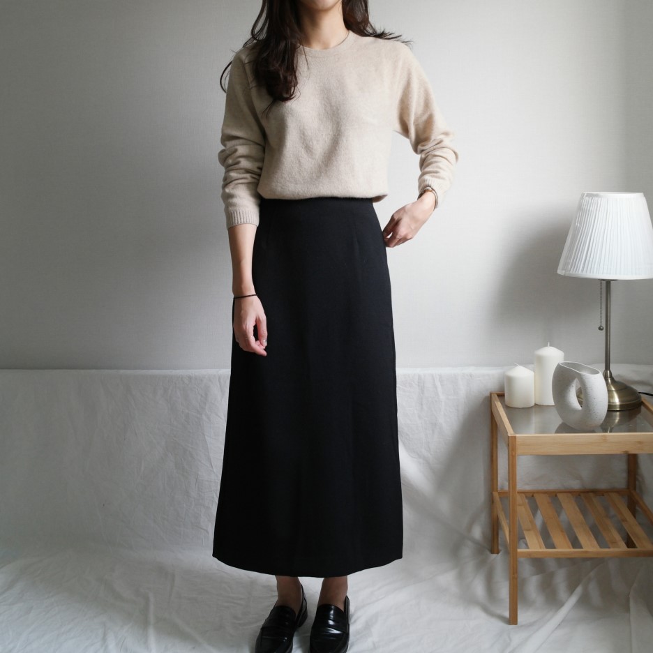 Minnipul Winter Silk Long Skirt Khaki, Black, Whit