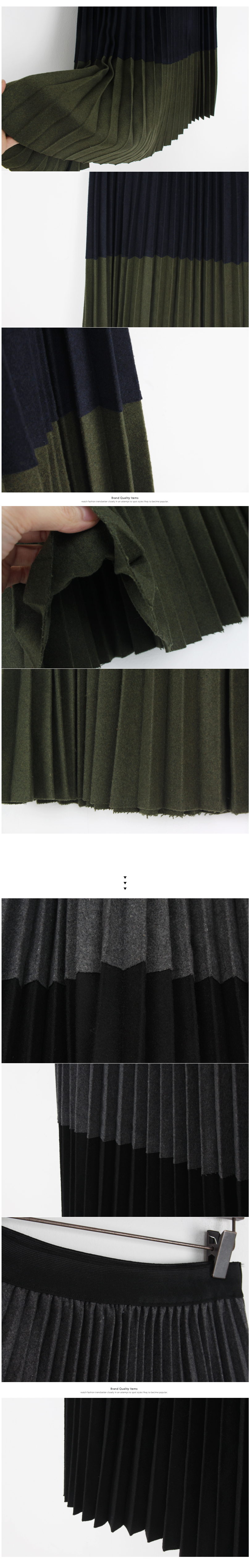 Woolen pleated pleats Bending Long skirt Winter fl
