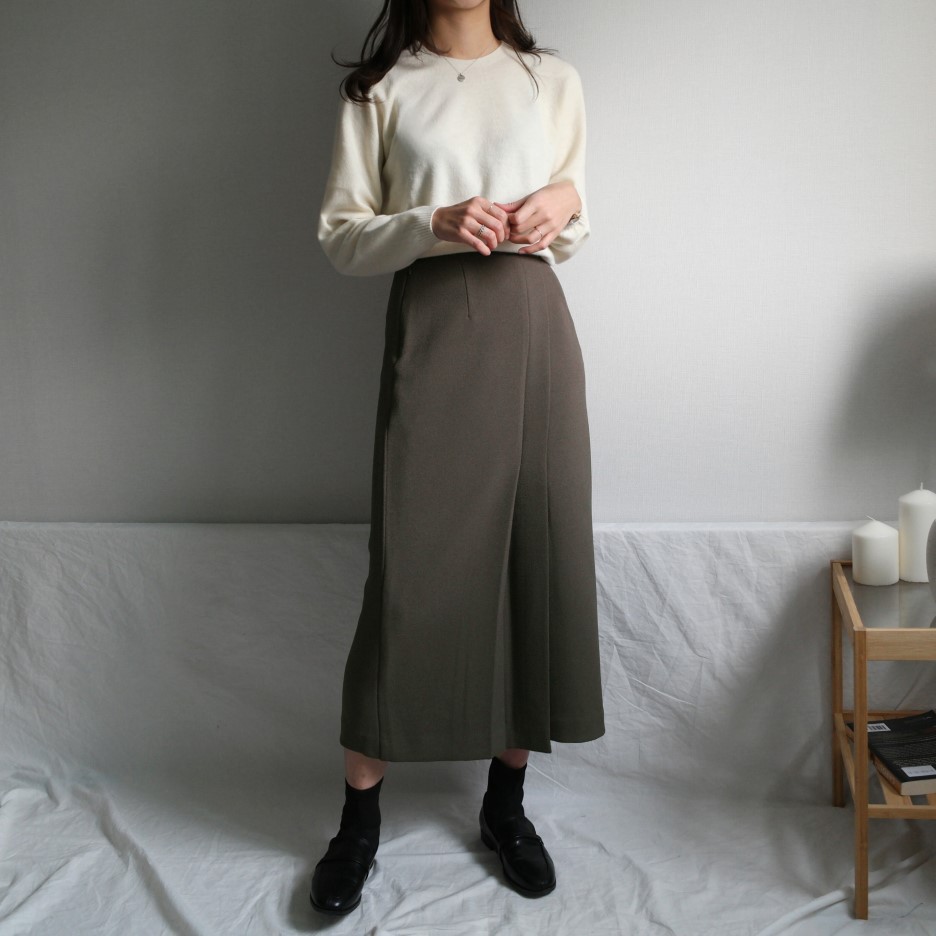 Minnipul Winter Silk Long Skirt Khaki, Black, Whit