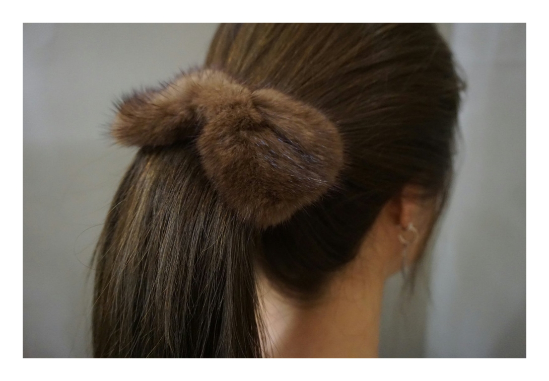 Hair Accessories Real Mink Ribbon Hairpin Accessor