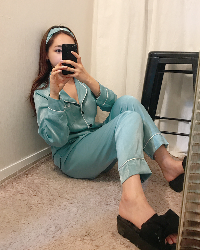 Free Shipping sexy silk pajamas set of seven pajam