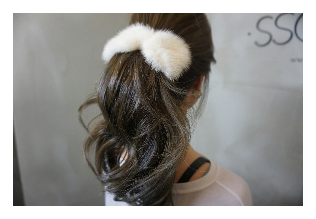 Hair Accessories Real Mink Ribbon Hairpin Accessor