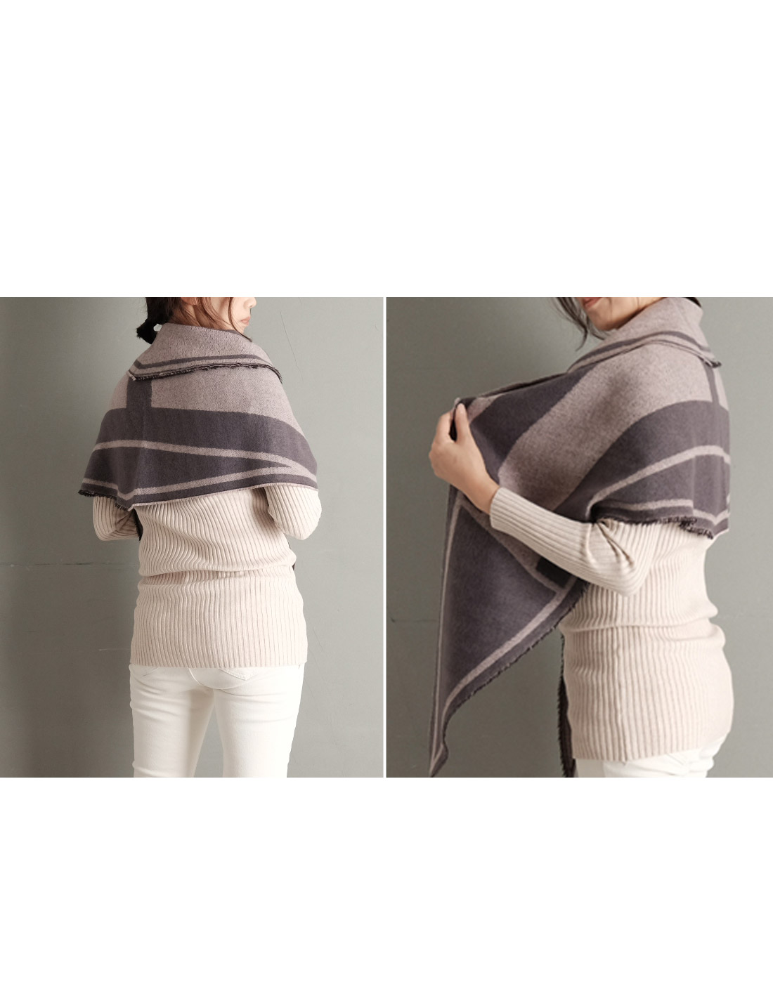 H logo two-sided triangular shoulder shawl autumn 