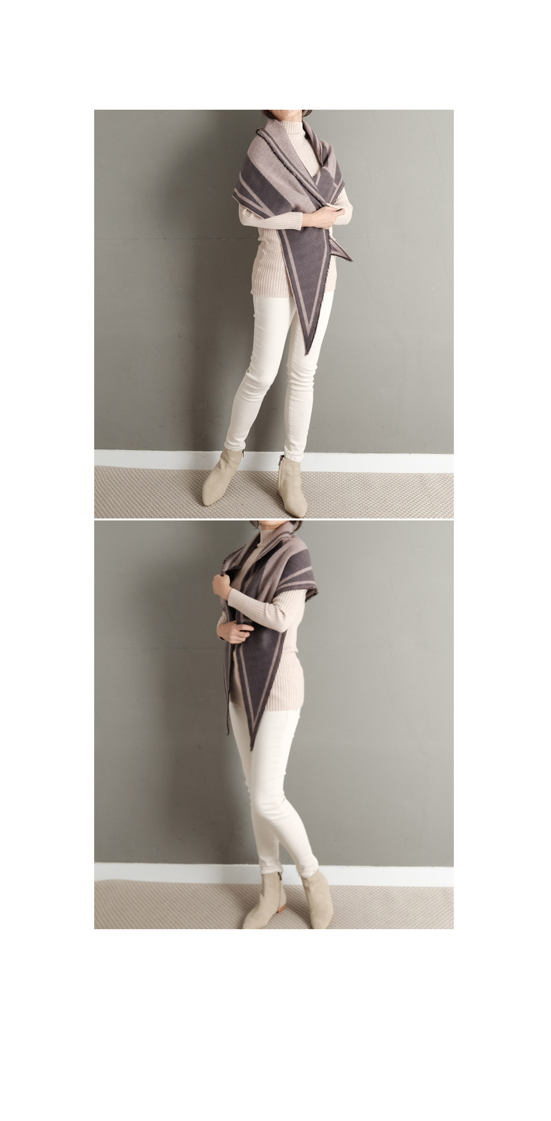 H logo two-sided triangular shoulder shawl autumn 