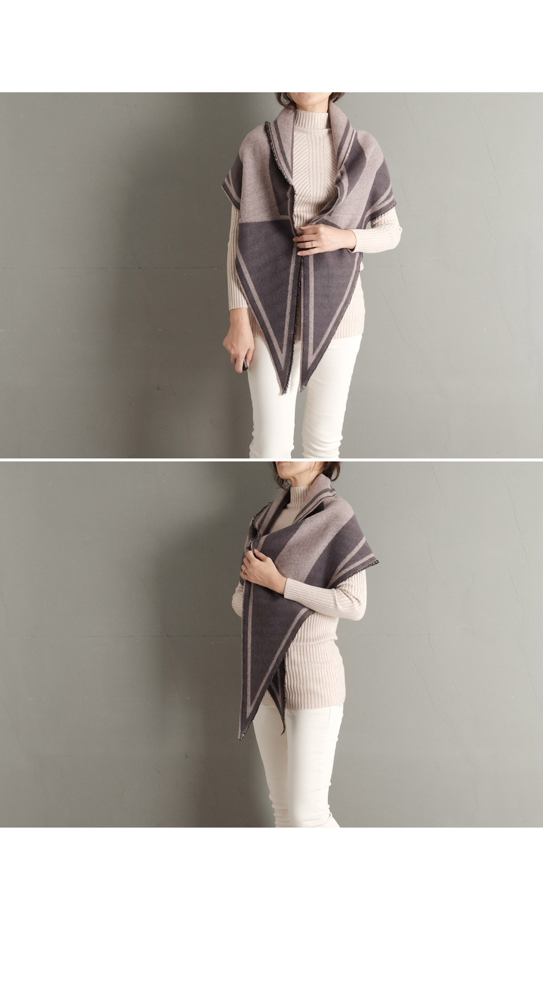 H logo two-sided triangular shoulder shawl autumn 