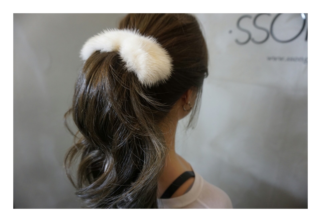 Hair Accessories Real Mink Ribbon Hairpin Accessor