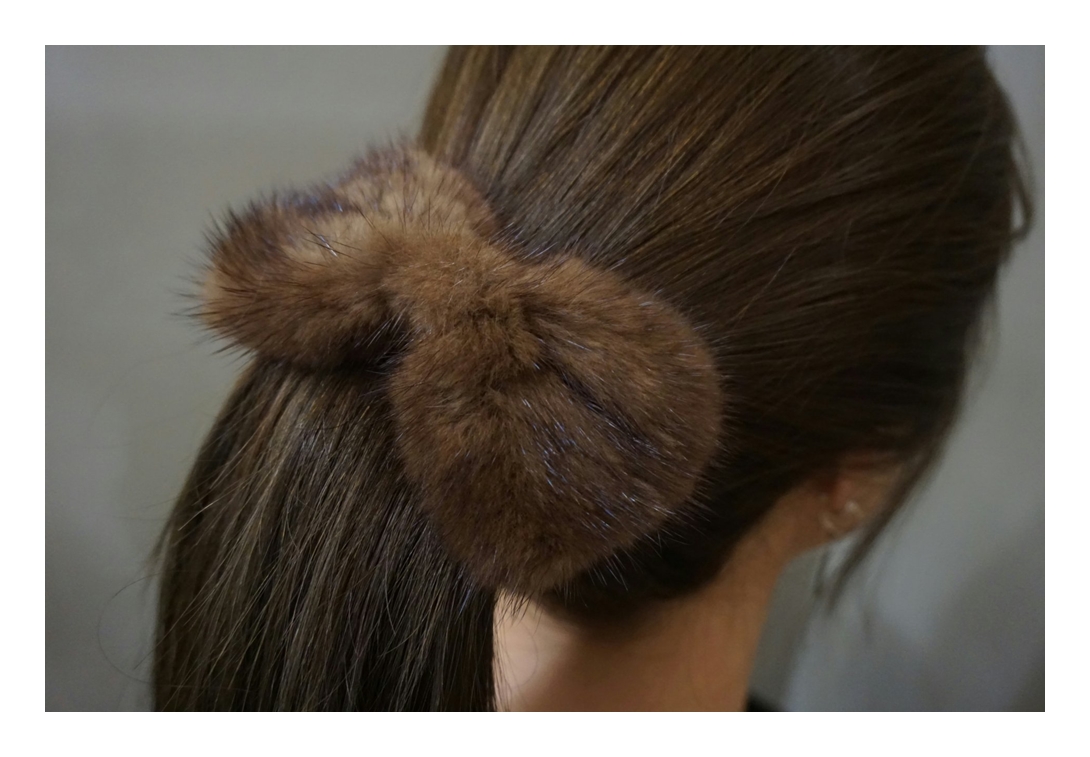 Hair Accessories Real Mink Ribbon Hairpin Accessor